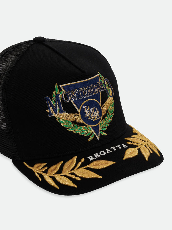 Montenegro Regatta Trucker Hat - Black / Navy / Gold 6034