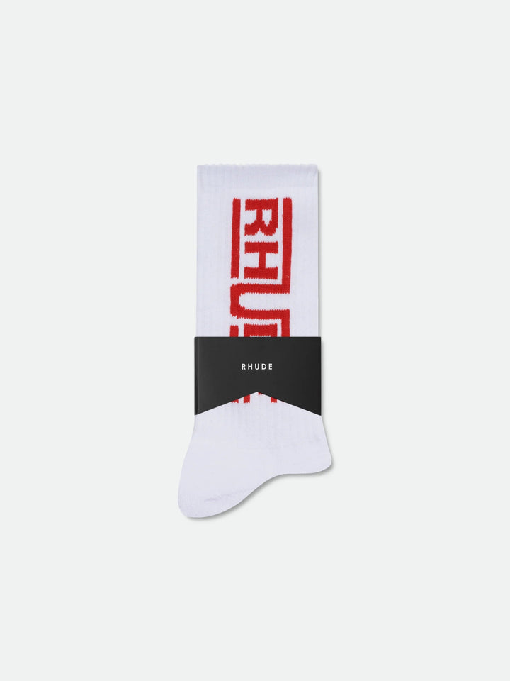 Rhude Champions Logo Sock - White / Red 3030