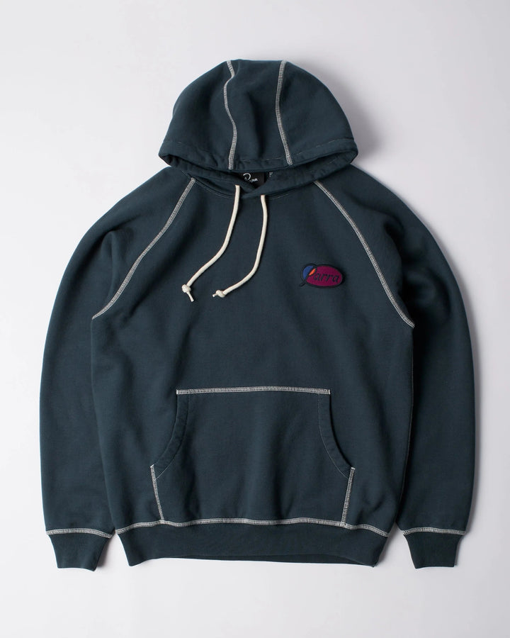 By Parra Circled Script Logo Hooded Sweatshirt - Dark Blue