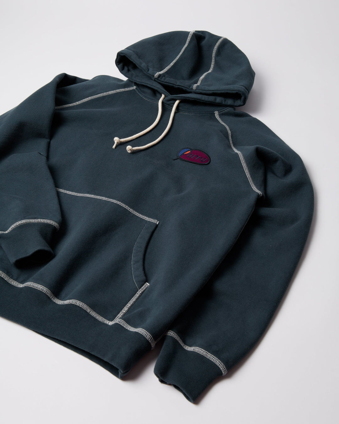 By Parra Circled Script Logo Hooded Sweatshirt - Dark Blue