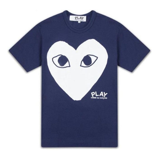 COMME DES GARCONS PLAY WHITE HEART T-SHIRT - Navy Blue - AZ-T180