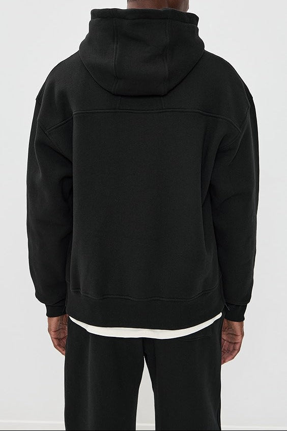 Rhude Classique Side Zip Pullover Hoodie - Black/ White