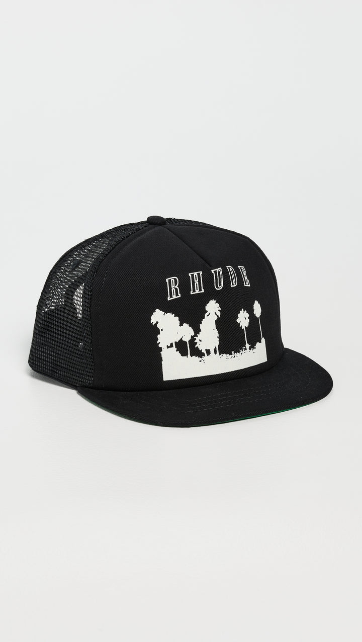 Rhude Thousand Palms Trucker Hat - Black / White