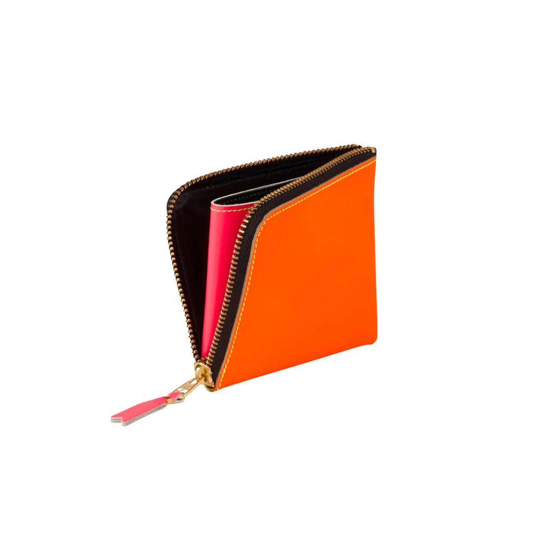 Comme Des Garcons Wallet Super Fluo Zip Around Wallet - Yellow/Light Orange - SA3100SF