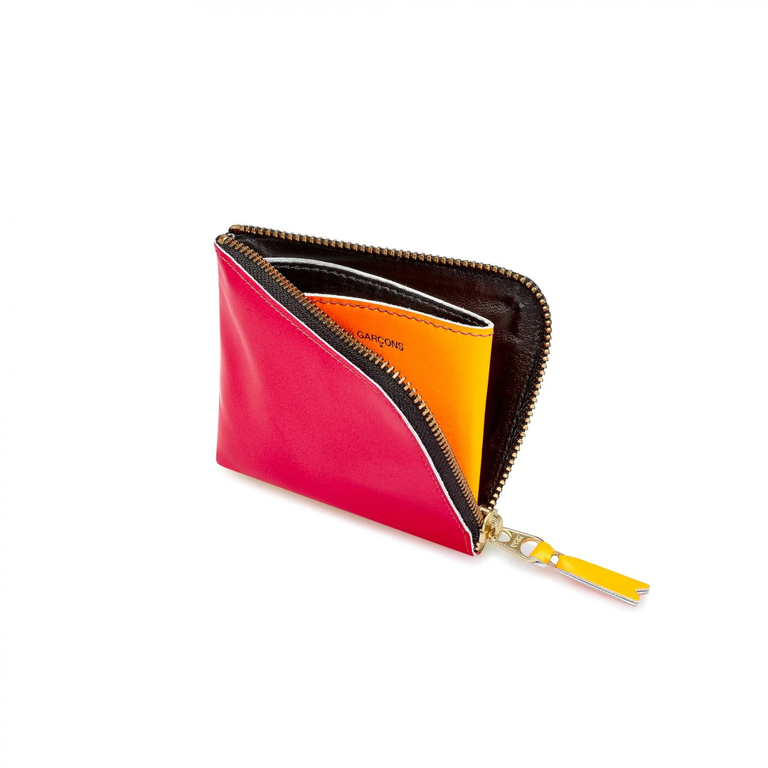 Comme Des Garcons Wallet Super Fluo Zip Around Wallet - Pink/Yellow - SA3100SF
