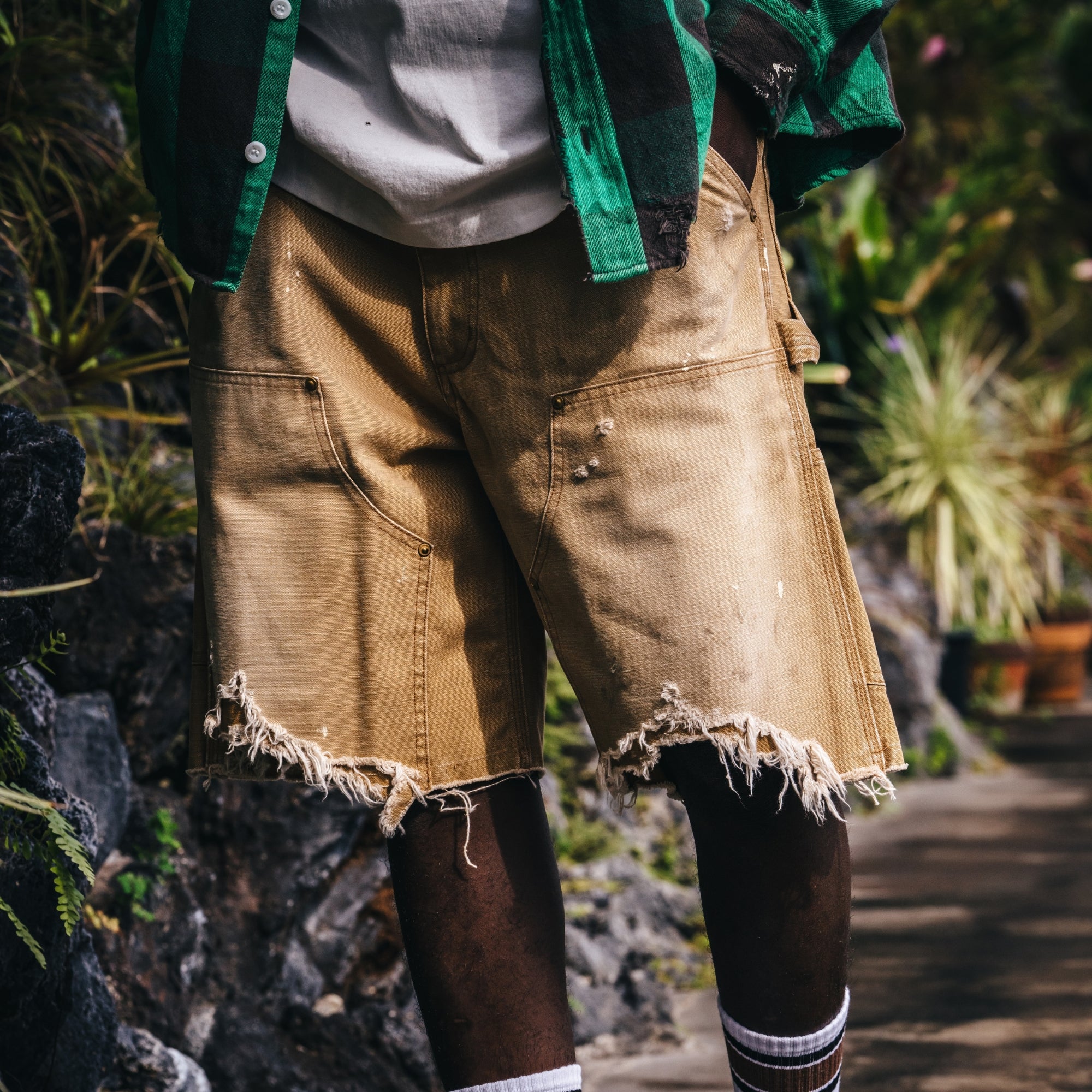 ■SAINT MICHAEL【XL】DOUBLE KNEE SHORTS Saint Micheal Double Knee Shorts - Beige – Privei