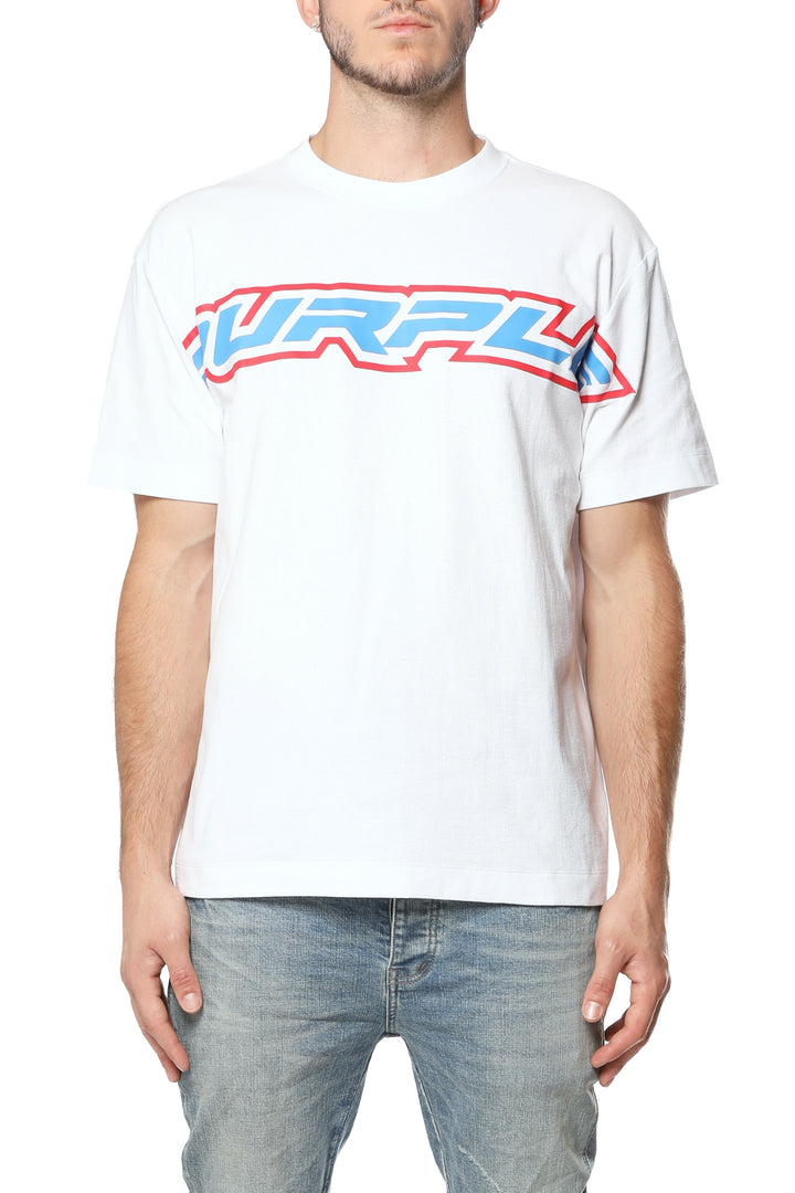 Purple Textured Jersey Ss Tee - White