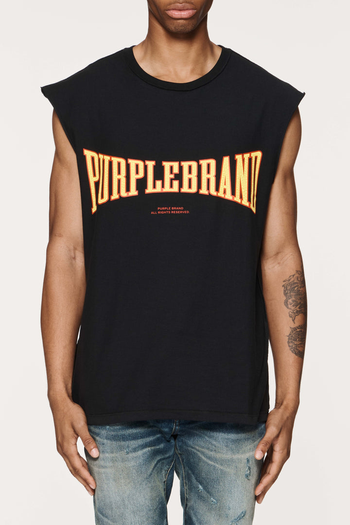 Purple Brand P103 Black JHBB224 Textured Jersey Sleeveless - Black