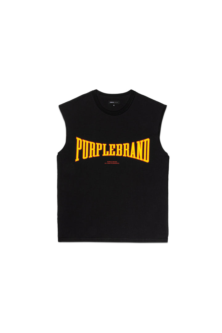 Purple Brand P103 Black JHBB224 Textured Jersey Sleeveless - Black