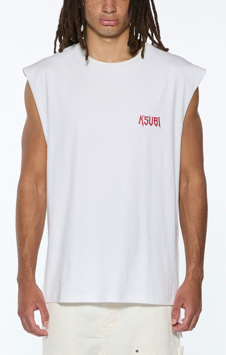 KSUBI kingdom cut off biggie tee - white