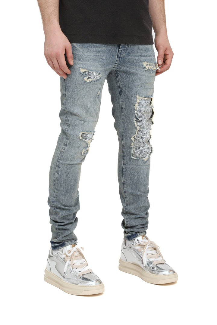 Purple Brand P001 Light Indigo SBAP126 Skinny Beaded Repair - Light Indigo