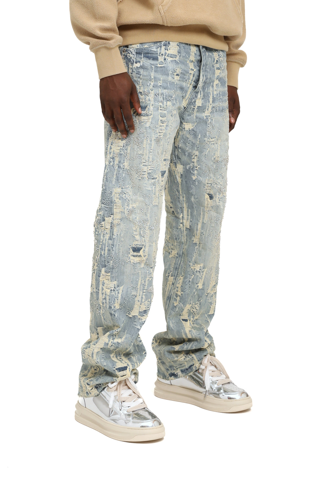 Purple Brand P001 Light Indigo BDRL126 Bead Splatter Destroy - Light Indigo