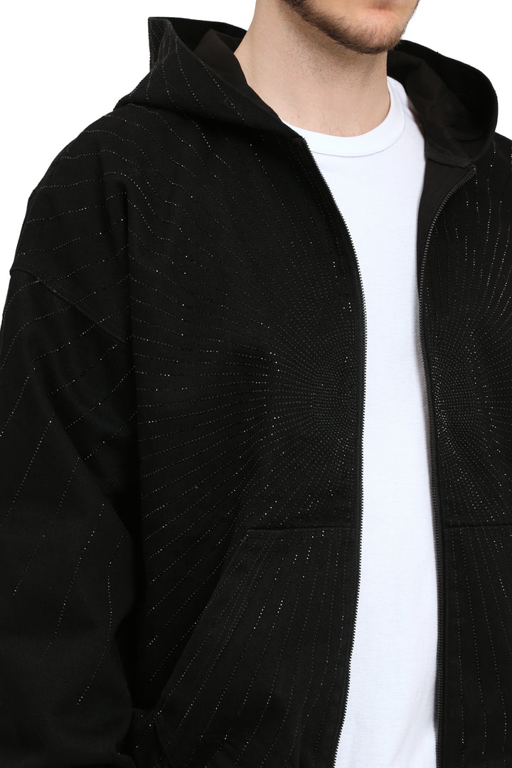 Purple Brand P025 Black RDHT126 Radial Hotfix Zip Hoody - Black