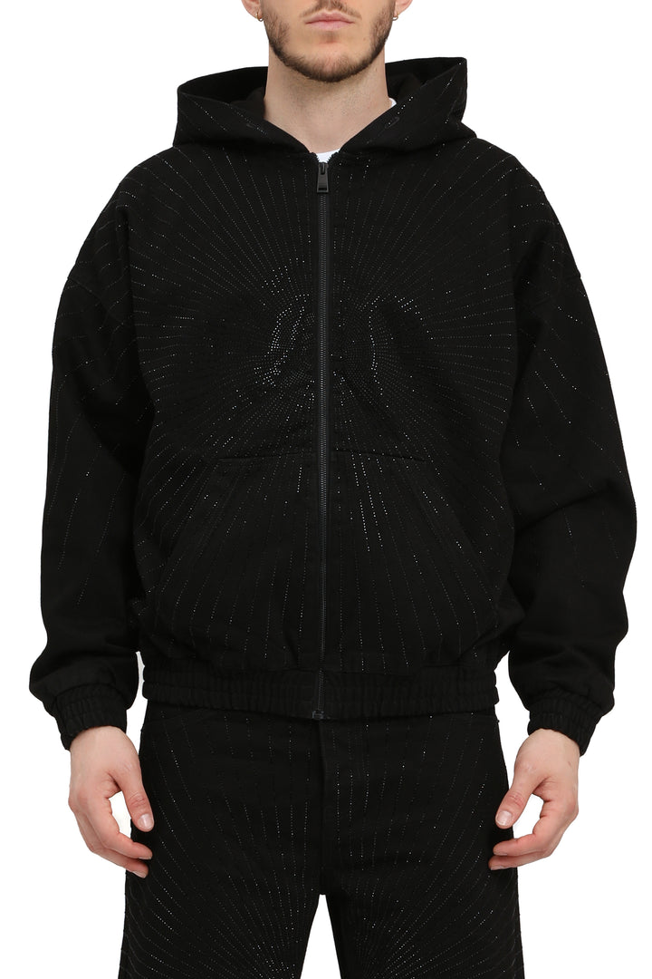 Purple Brand P025 Black RDHT126 Radial Hotfix Zip Hoody - Black