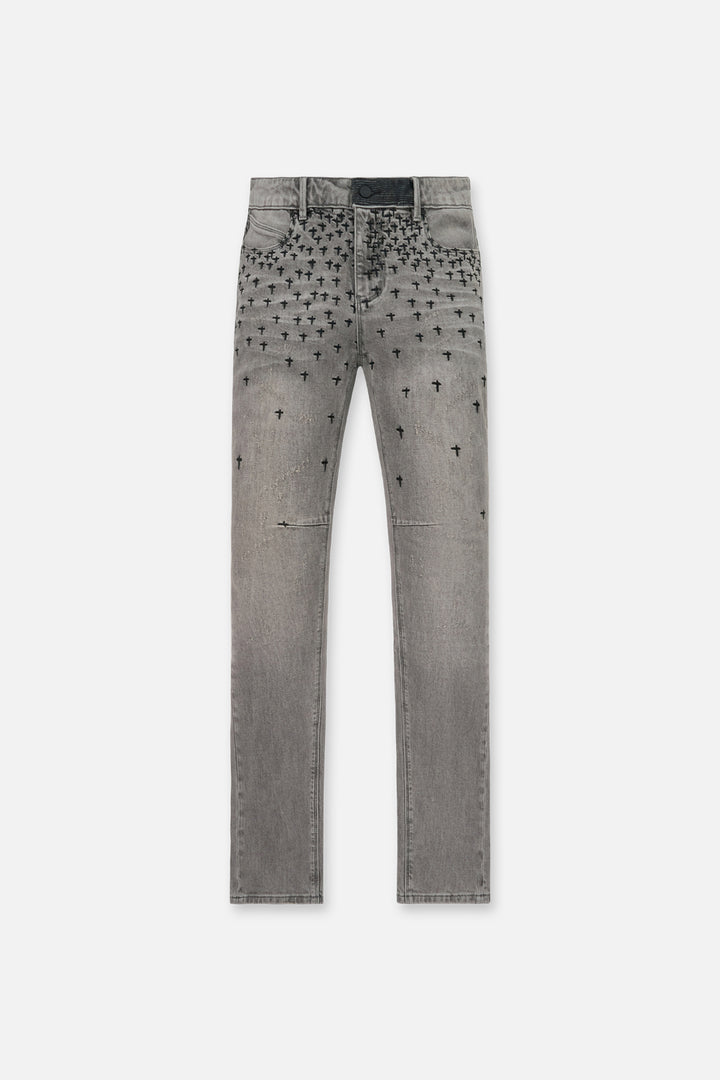 RTA Miguel Swim Trunk - Olivier Stacked Skinny Jean | Smoky Rinse Allover Cross