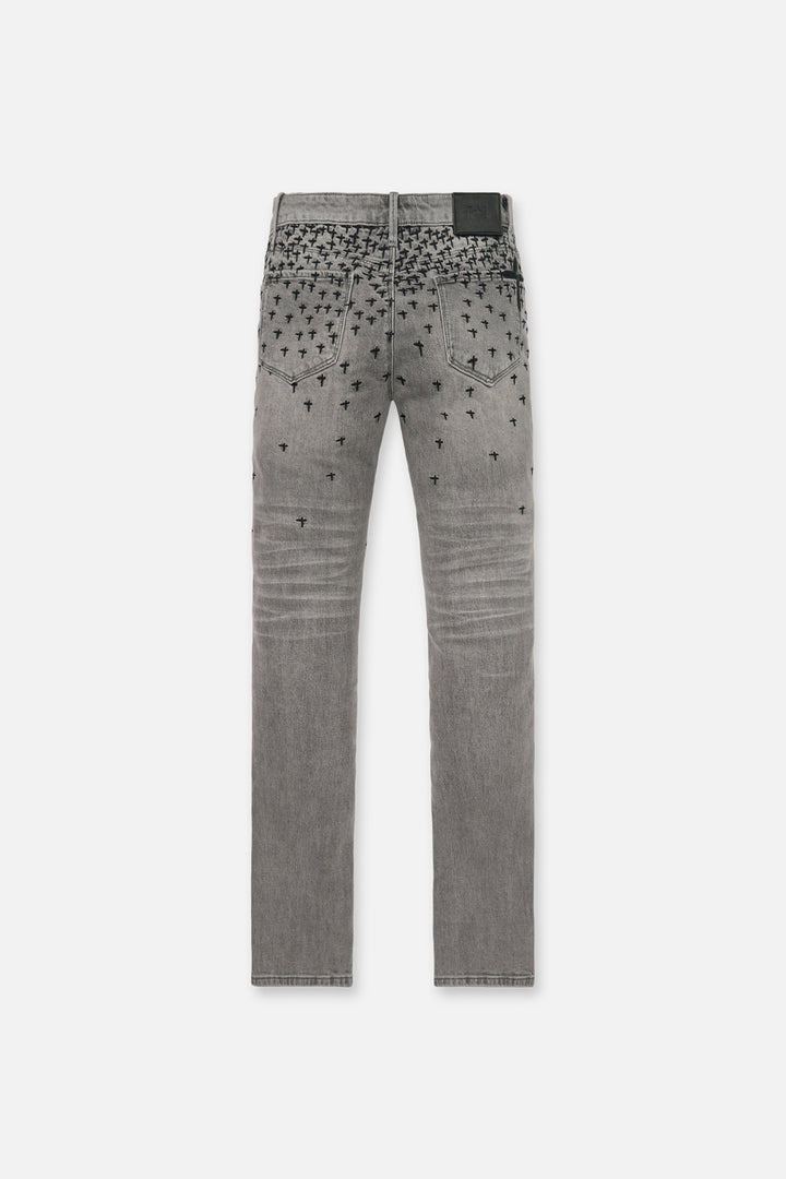 RTA Miguel Swim Trunk - Olivier Stacked Skinny Jean | Smoky Rinse Allover Cross