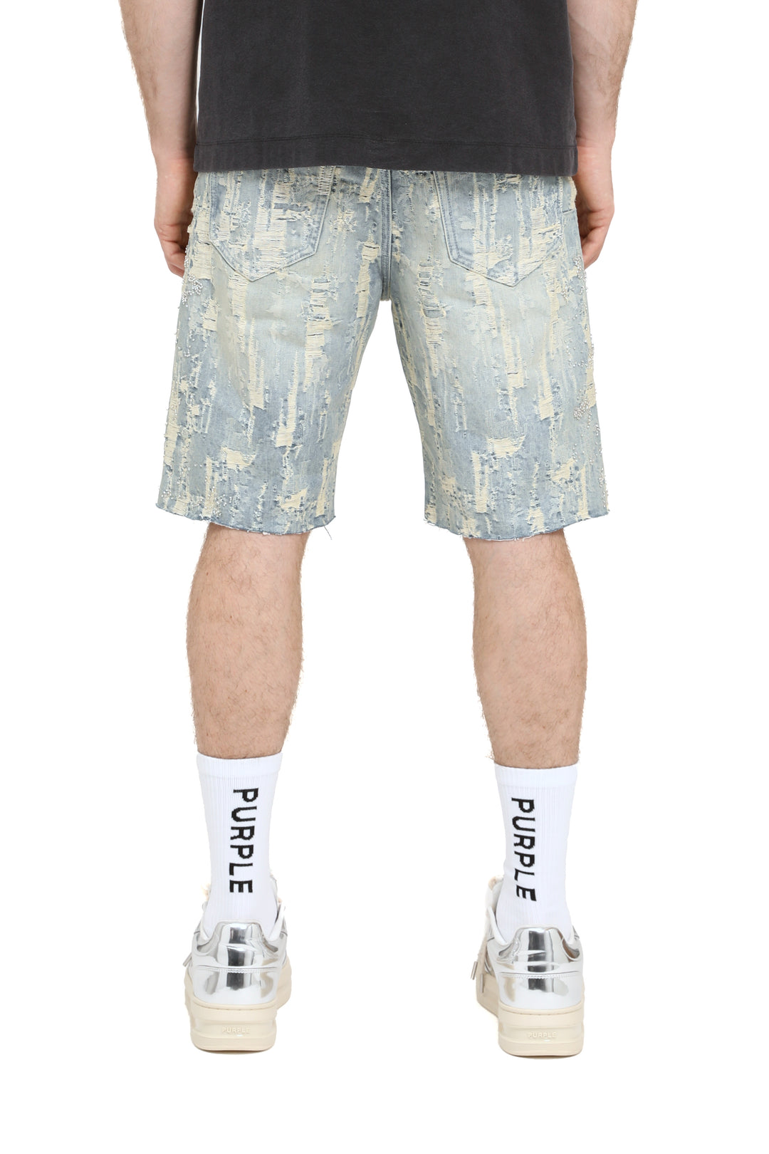 Purple Brand BEADED SPLATTER DESTROY shorts  P059- BDRL126