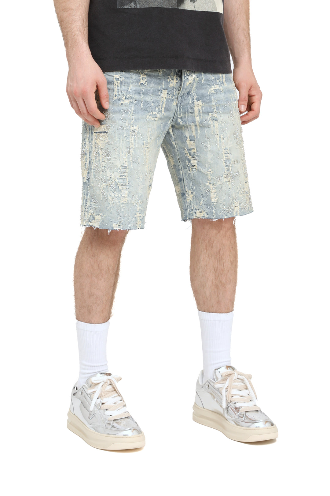 Purple Brand BEADED SPLATTER DESTROY shorts  P059- BDRL126