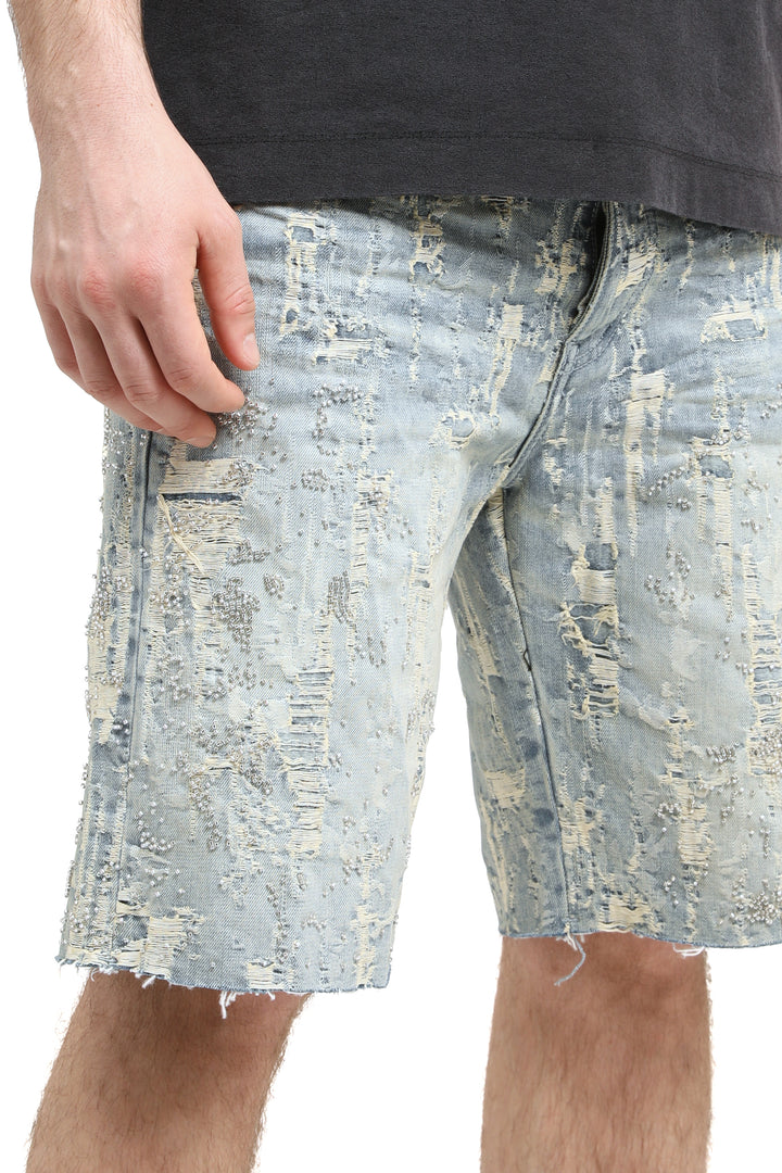 Purple Brand BEADED SPLATTER DESTROY shorts  P059- BDRL126