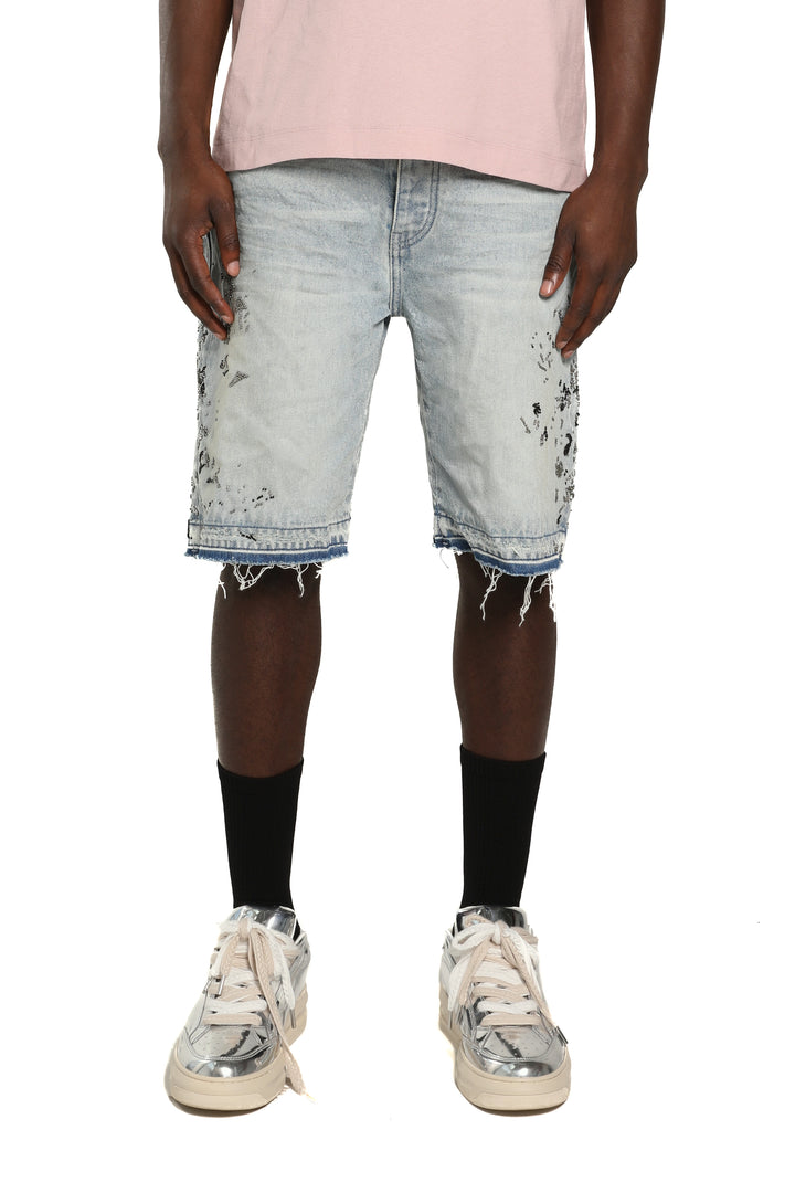 Purple Brand BEADED SPLATTER DESTROY shorts  P059- BDRL126
