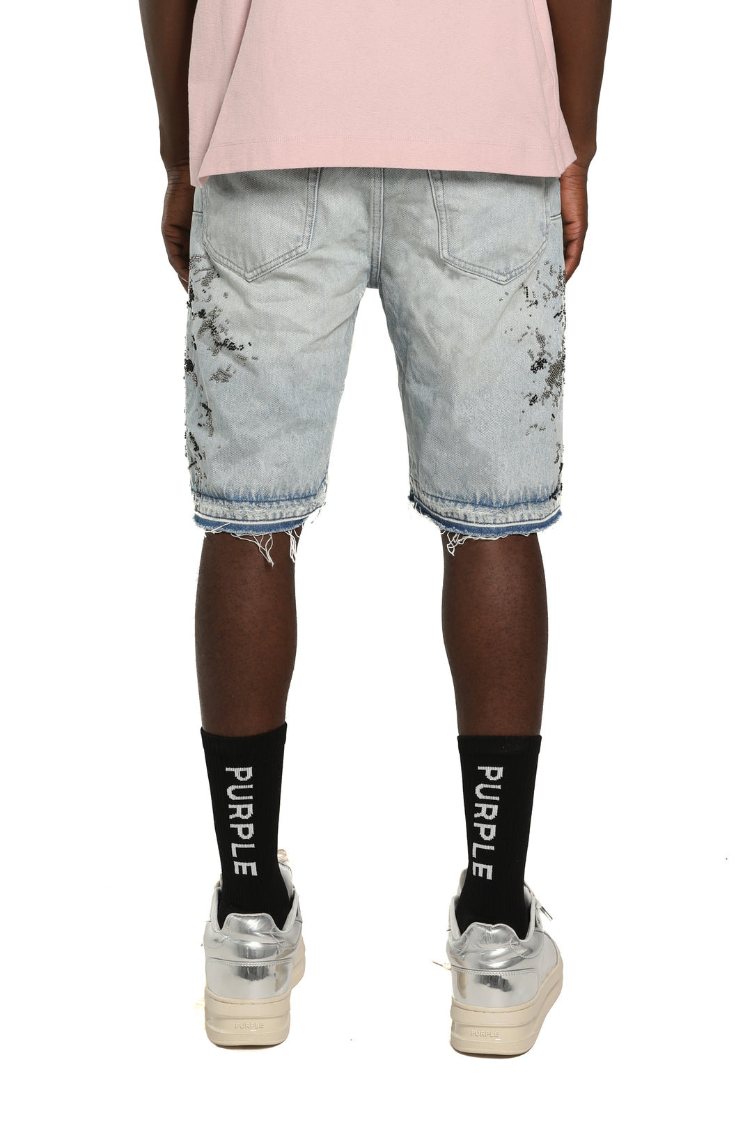 Purple Brand BEADED SPLATTER DESTROY shorts  P059- BDRL126