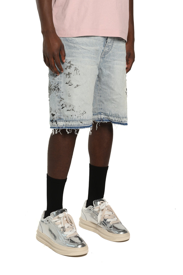Purple Brand BEADED SPLATTER DESTROY shorts  P059- BDRL126