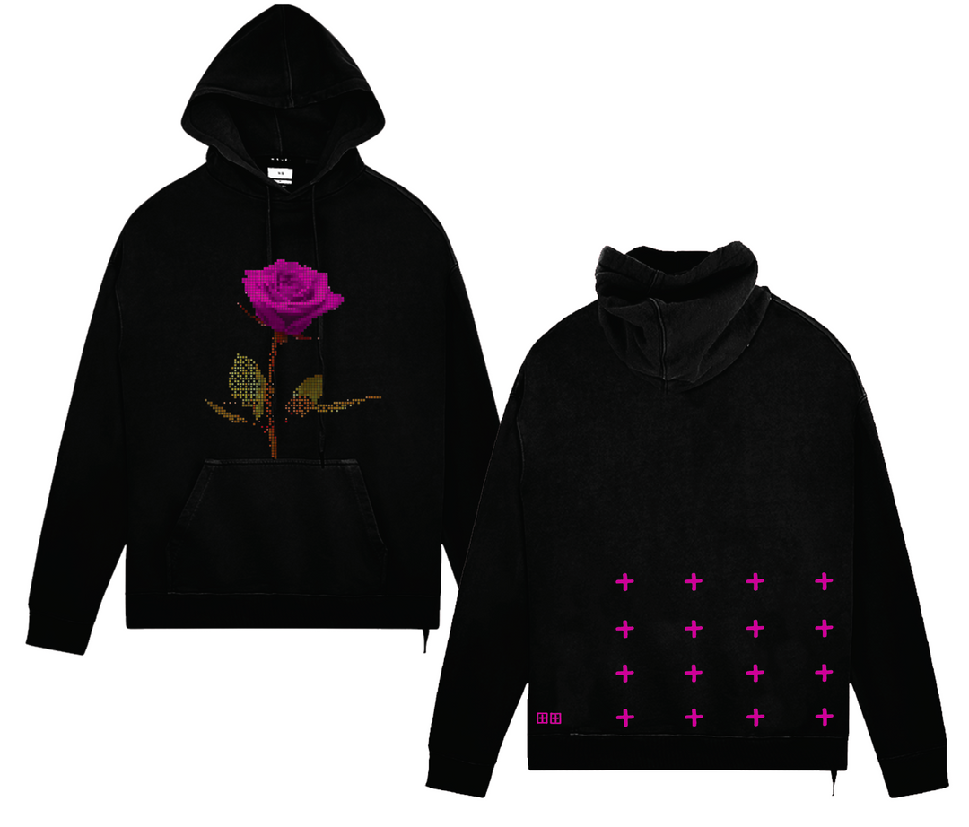 KSUBI pixel flower kash hoodie - black