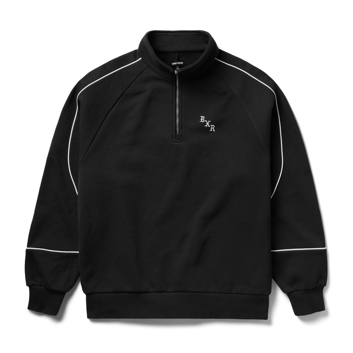 Born X Raised Piped Quarter Zip Sweater - Black