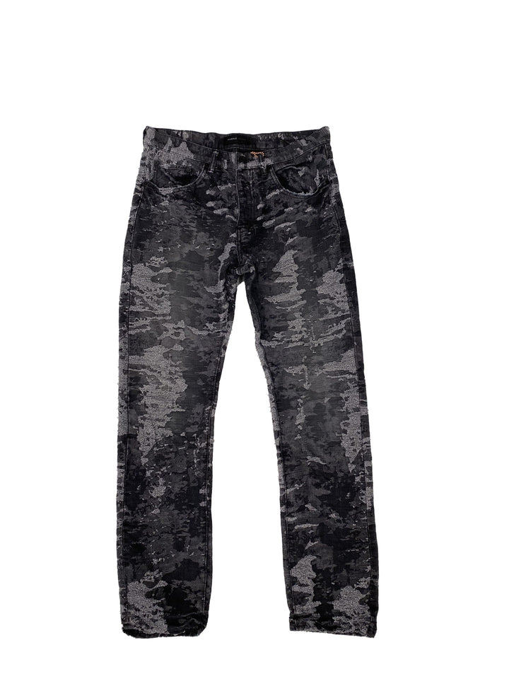 Purple Brand P005 Mid Rise Straight Leg Jeans - Black Jacquard Slim Straight