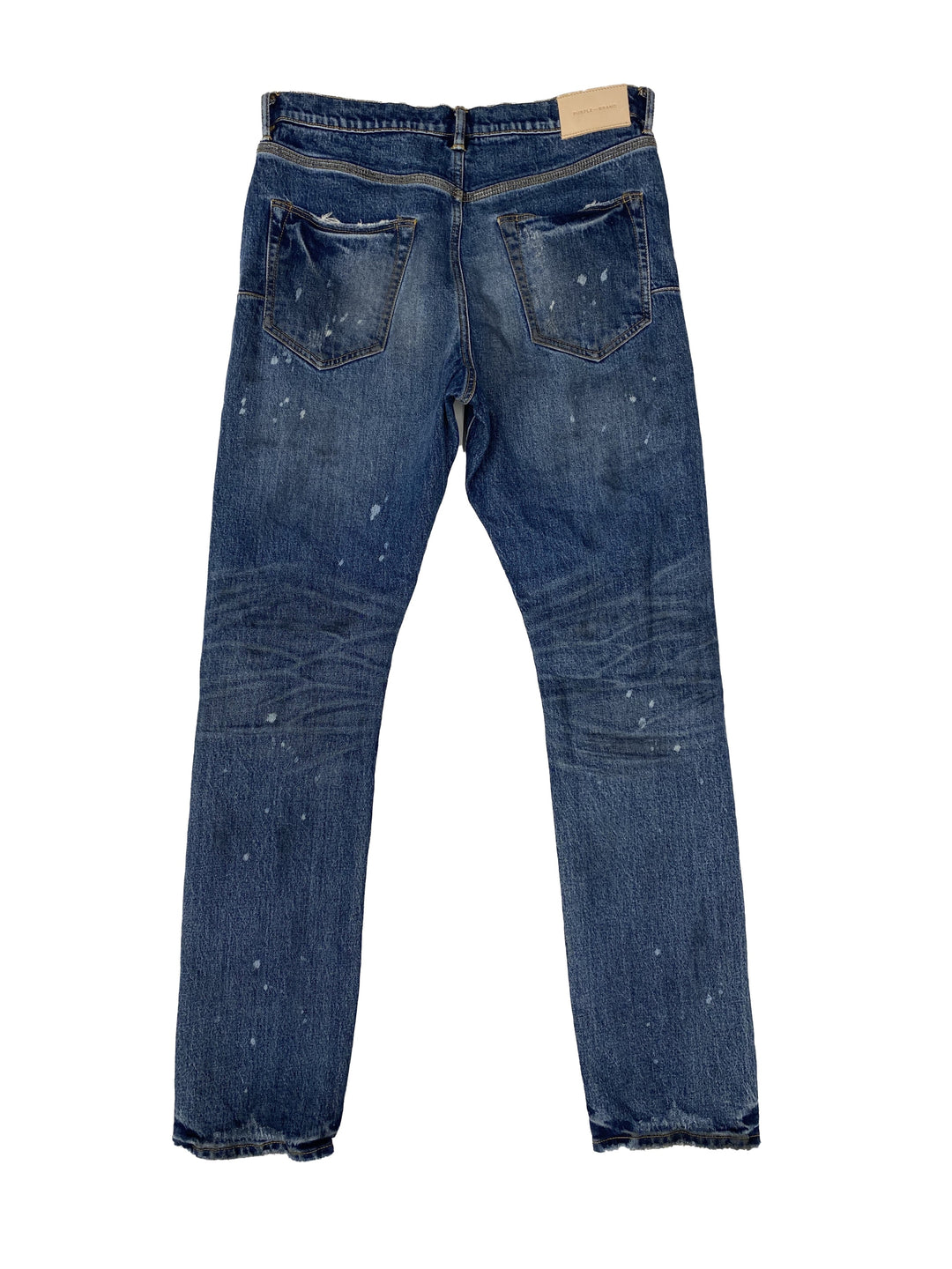 Purple Brand P005 Mid Rise Straight Leg Jeans - Mid Indigo Vintage Dirty Patch