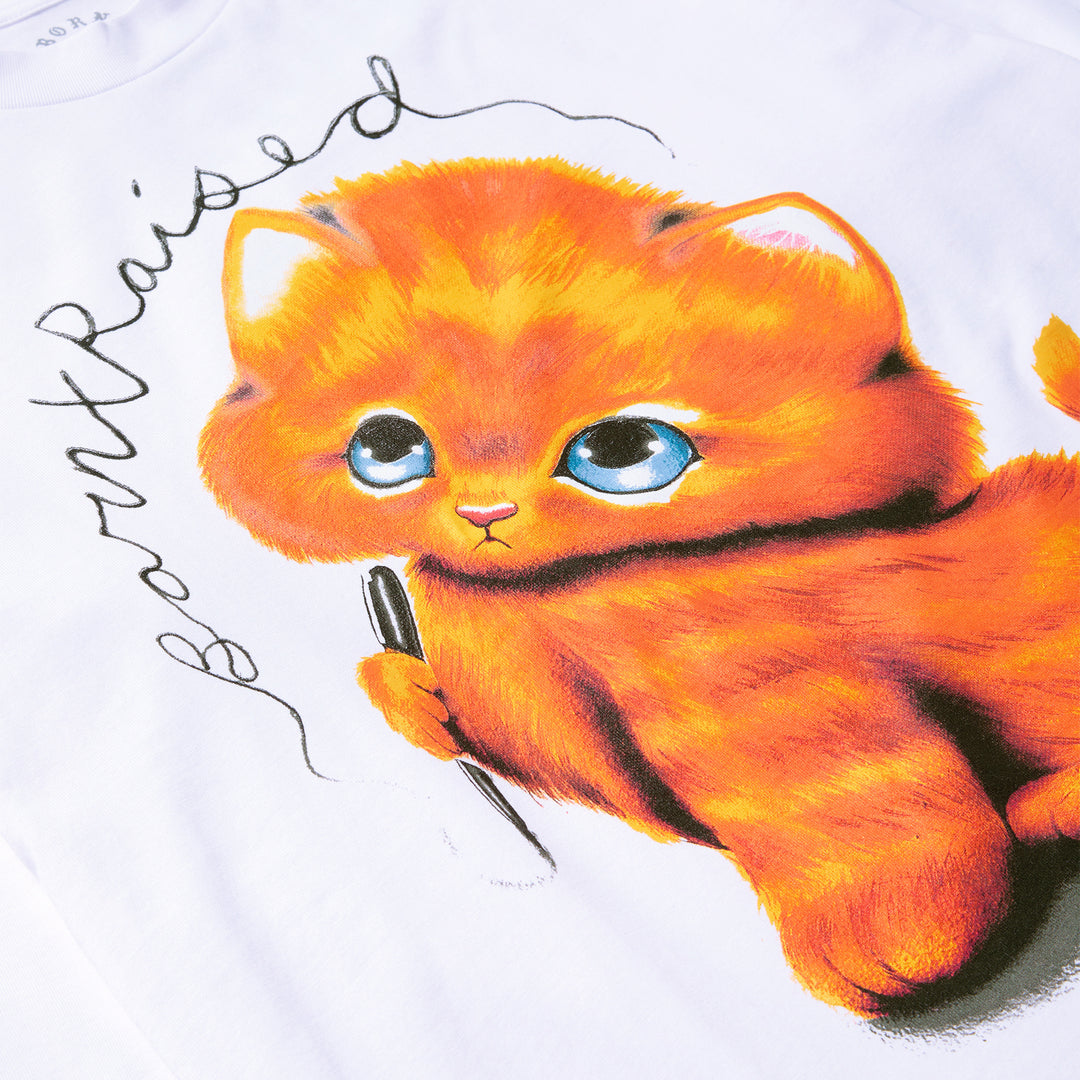 Born X Raised Kitty L/S - White