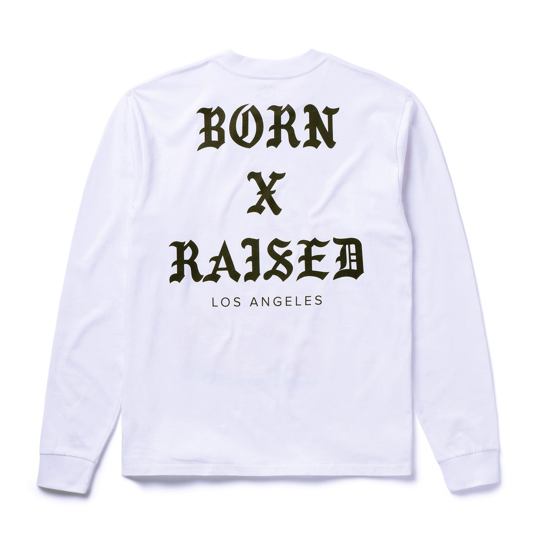 Born X Raised Kitty L/S - White