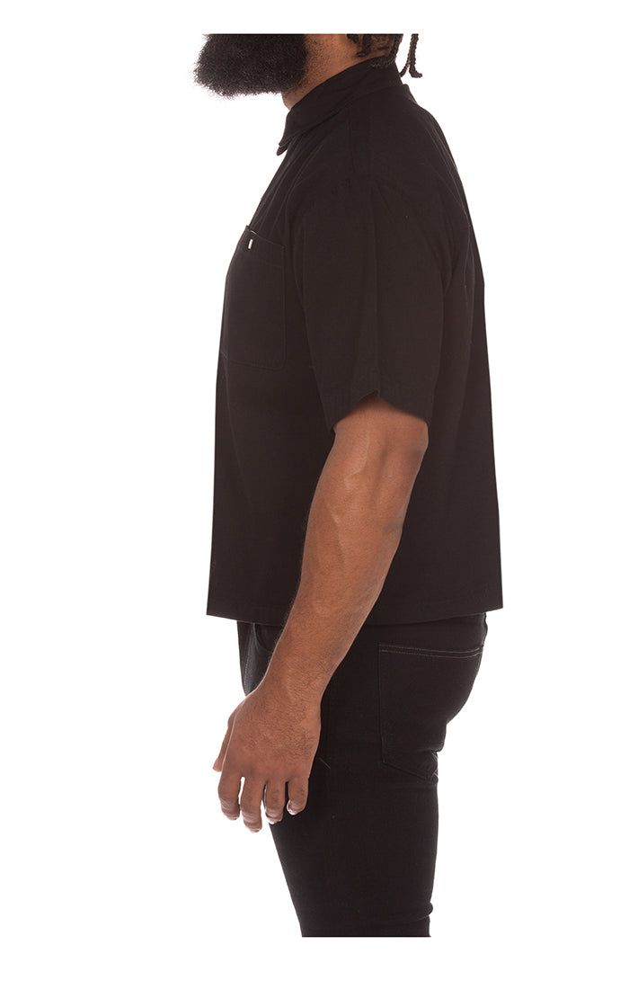 ICECREAM black dog ss woven shirt (cropped fit) - black caramel