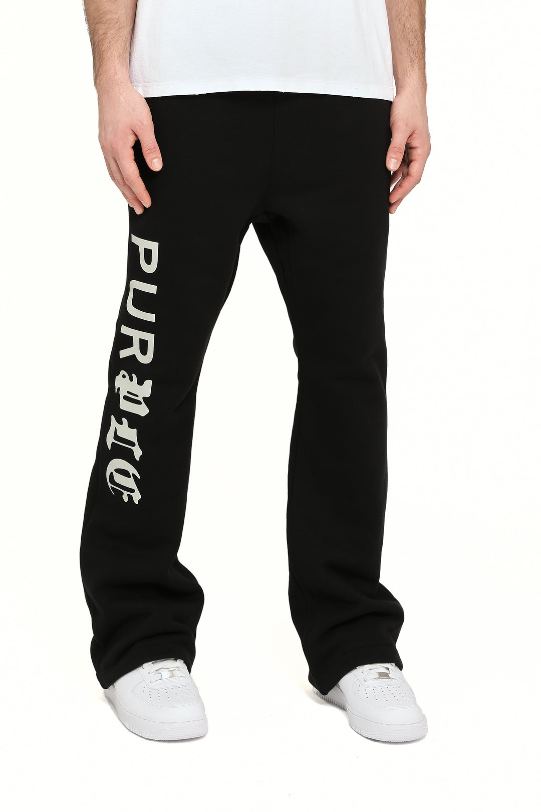 Purple Brand P459 Black HFBH425 HWT Fleece Flared Pant - Black