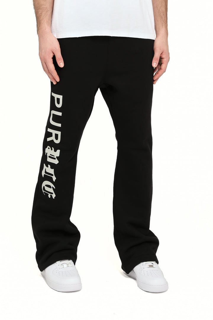 Purple Brand P459 Black HFBH425 HWT Fleece Flared Pant - Black