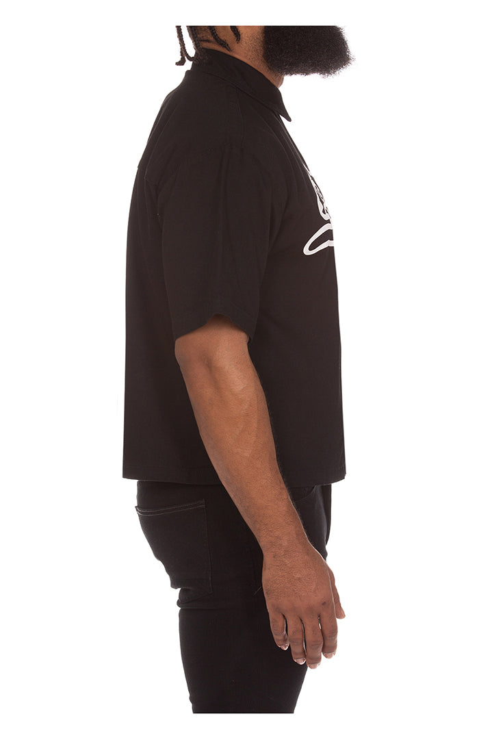 ICECREAM black dog ss woven shirt (cropped fit) - black caramel