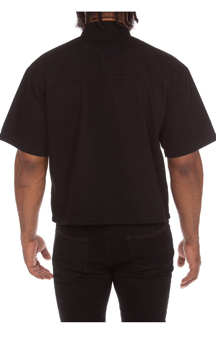 ICECREAM black dog ss woven shirt (cropped fit) - black caramel