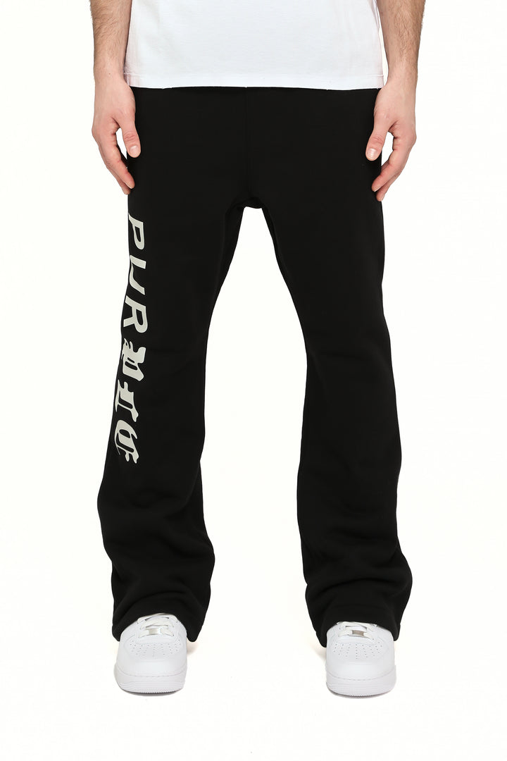 Purple Brand P459 Black HFBH425 HWT Fleece Flared Pant - Black