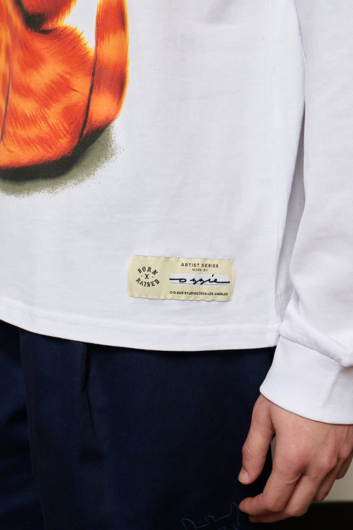 Born X Raised Kitty L/S - White
