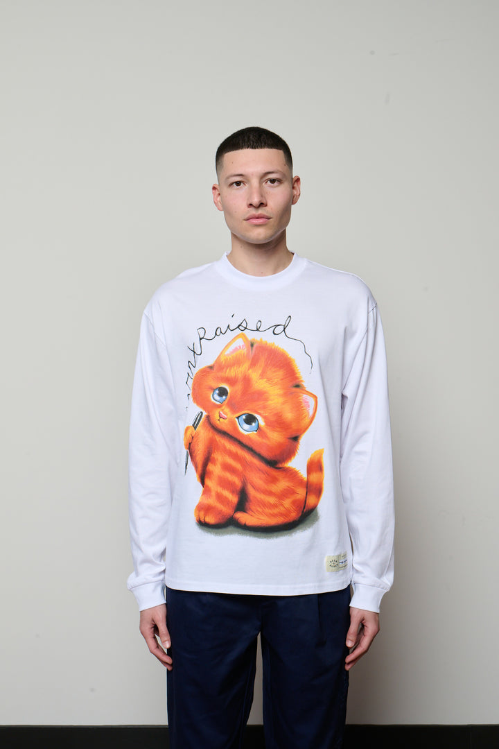 Born X Raised Kitty L/S - White