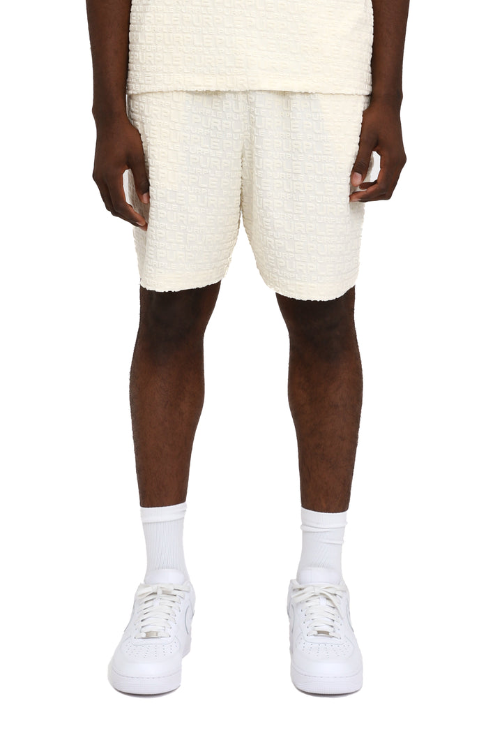 Purple Brand P545 Off-White JTWW325 Terry Towel Pull-on Shorts - Off-White