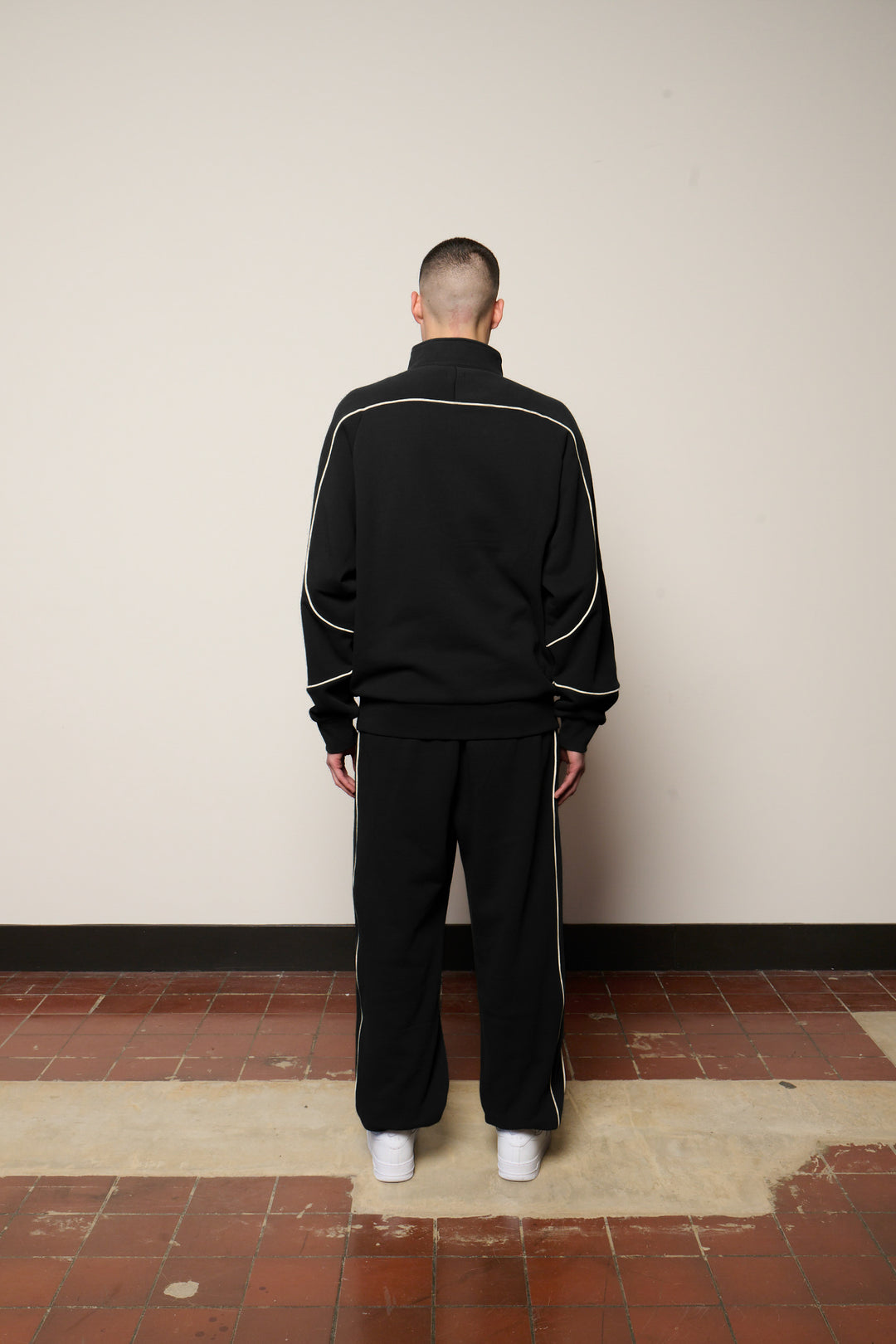 Born X Raised Piped Quarter Zip Sweater - Black