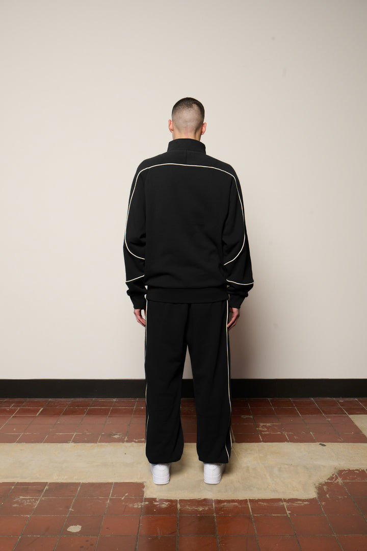 Born X Raised Piped Quarter Zip Sweater - Black