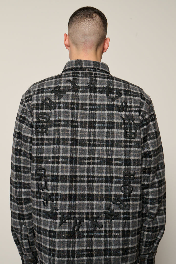 Born X Raised Embr. Flannel Shirt Jacket - Grey w/Black