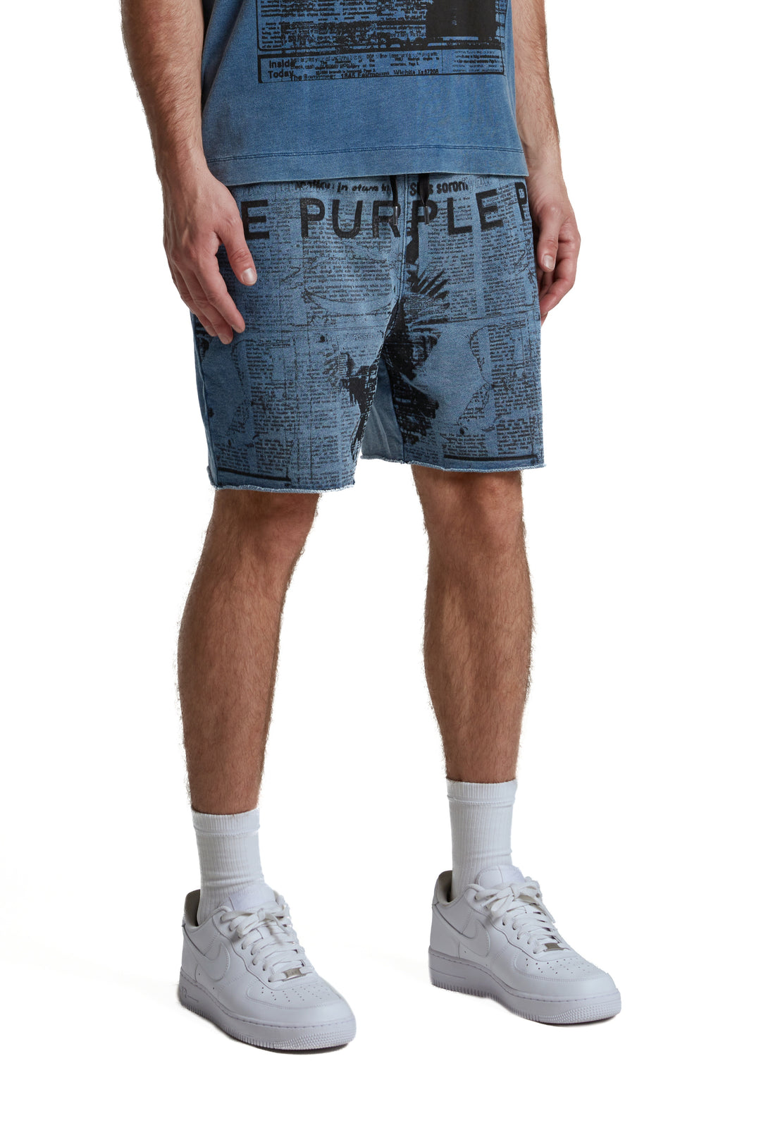 Purple Brand P446 Blue MFAB325 MWT Fleece Short - Blue
