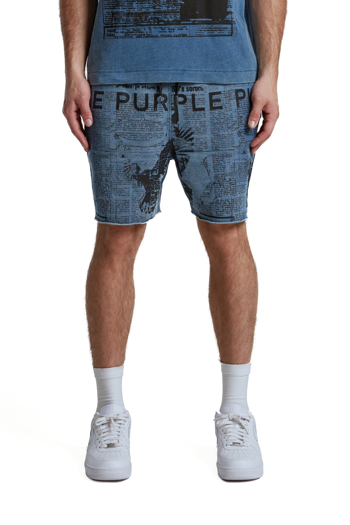Purple Brand P446 Blue MFAB325 MWT Fleece Short - Blue