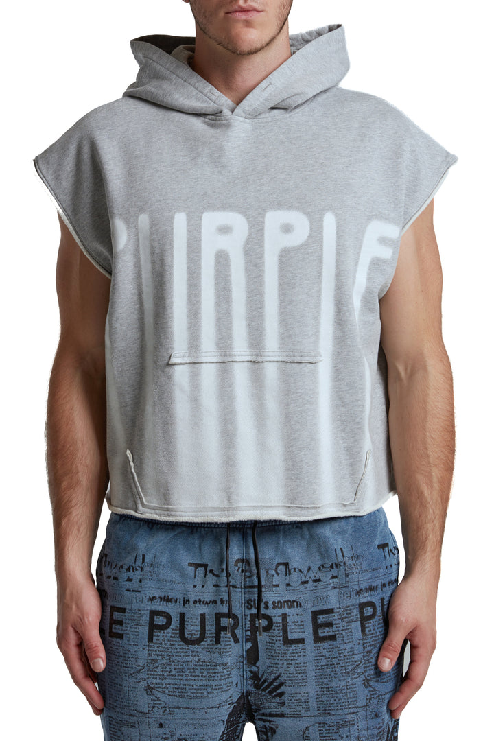 Purple Brand M4153 Heather MFGB325 MWT Fleece Sleeveless Hoodie - Heather