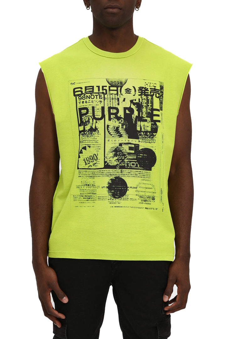 Purple Brand P103 Green TALC325 Textured Jersey Sleeveless Top - Green