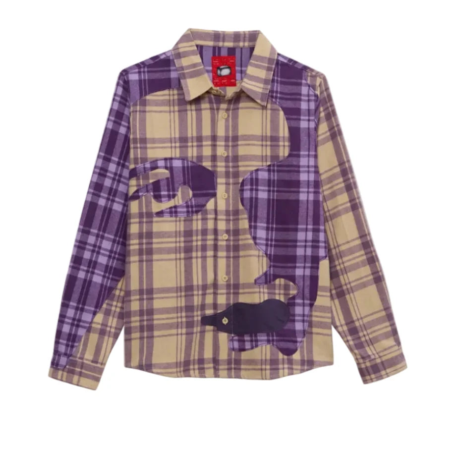 KidSuper Studios Face Patchwork Flannel Shirt -  Purple