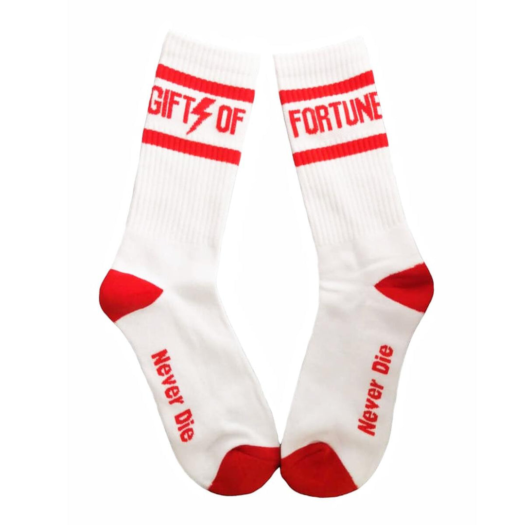 Gifts of Fortune Never Die Socks - White/Red